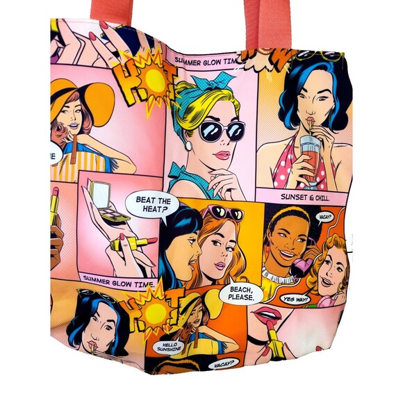 Estee Lauder Comic Strip Pop Art Tote Bag Cartoon Reusable Shopping Recycled 20" - Picture 3 of 11